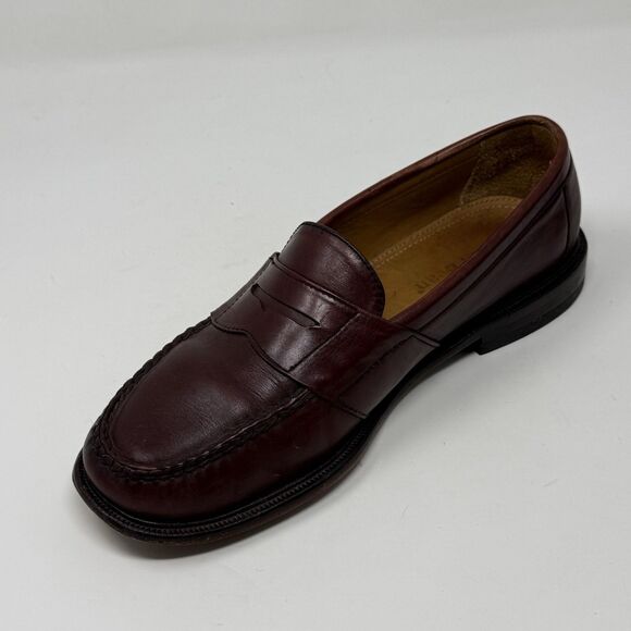 LL Bean Penny Loafers Mens 8.5 D Burgundy Leather Slip On Dress Casual Shoes